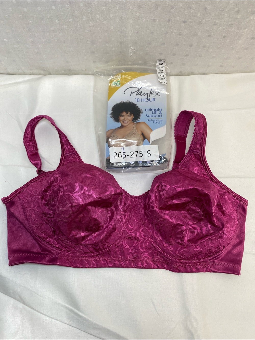 Playtex 18 Hour Full Coverage Bra - Dahlia Pink Jacquard Style 4745 Size 42D